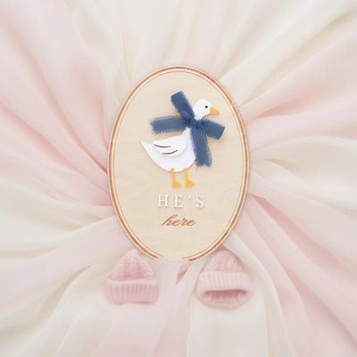 He’s Here Wooden Baby Announcement Sign, Newborn Nursery Decor
