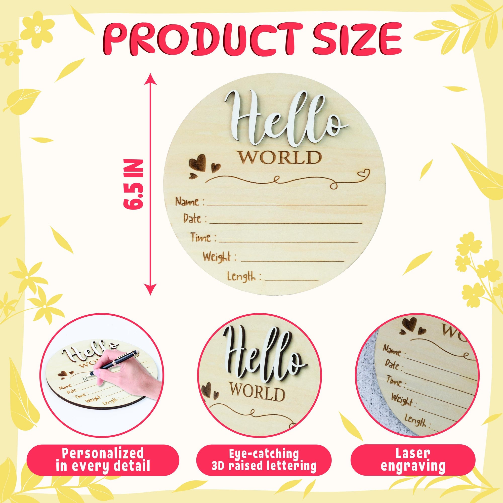 Baby Stat Sign, Hello World Birth Announcement, Hello World Baby Announcement Sign, Custom Newborn Name Sign, Baby Birth Stats Sign