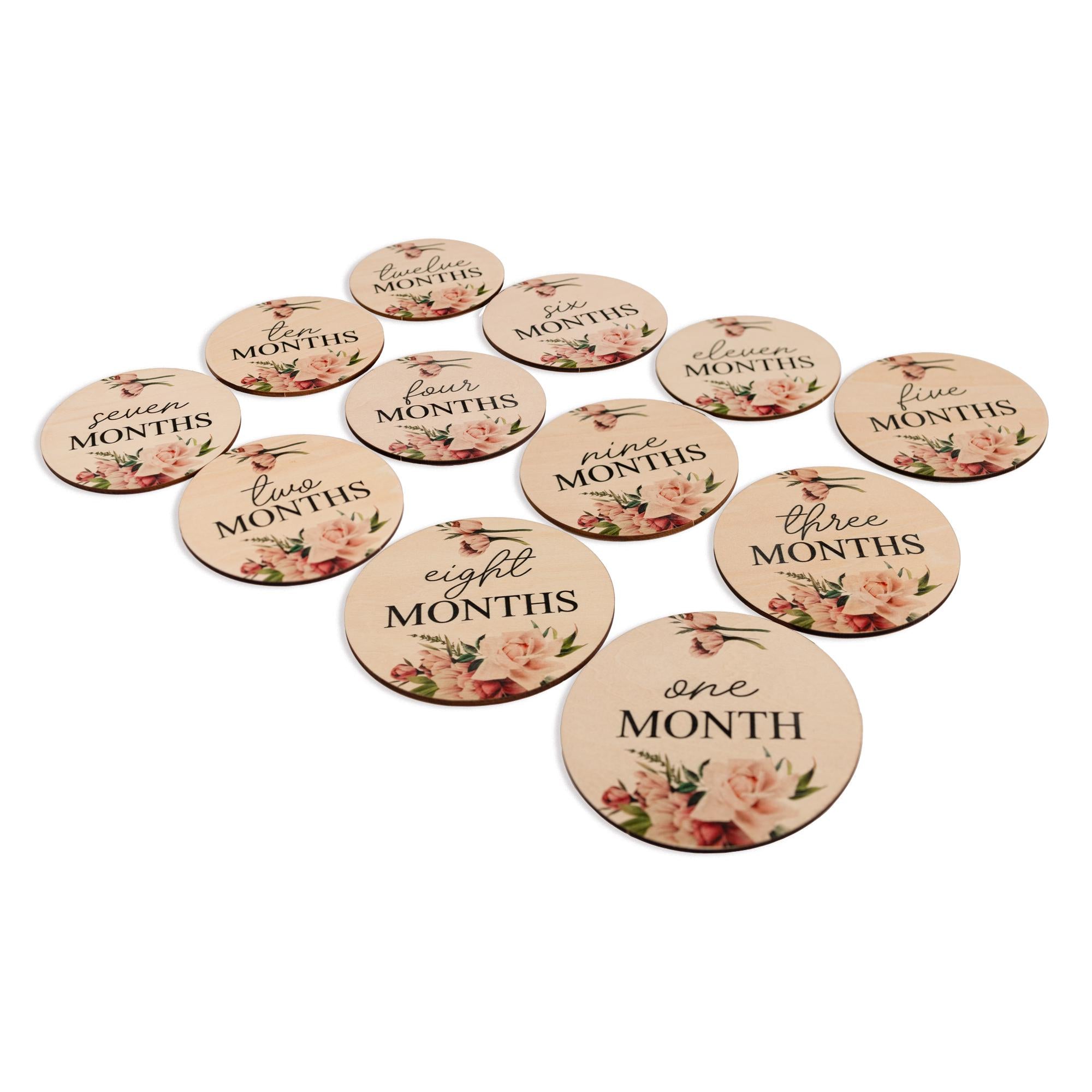 Wooden Baby Milestone Discs Set, Floral Monthly Photo Props For Baby Birl, Baby Shower Gift,Monthly Milestone  Signs,Monthly Signs Baby Girl