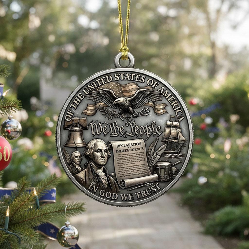George Washington 250th Ornament, Semiquincentennial We The People Gift, 1776-2026 Declaration of Independence, US History Decor