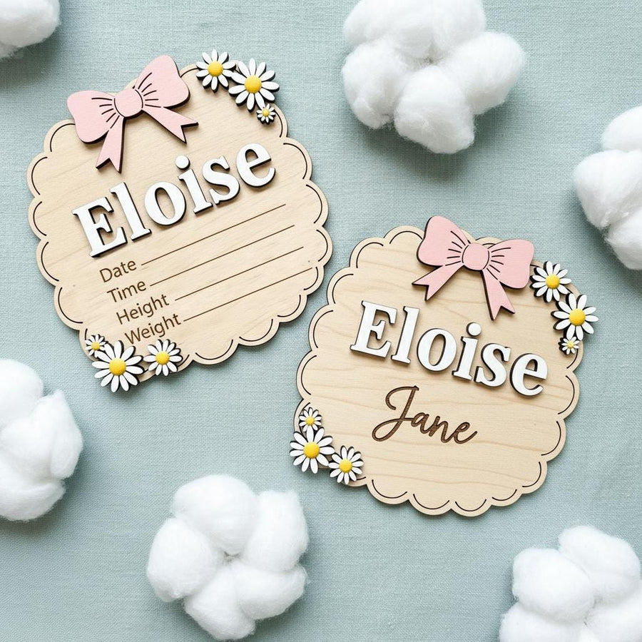 Personalized Baby Name Wood Sign Set, Hello World Announcement