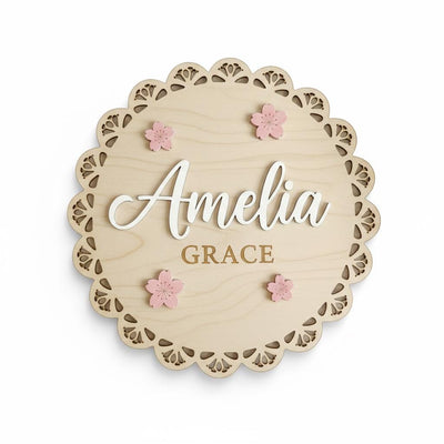 Personalized Baby Name Wood Sign, Floral Nursery Wall Decor
