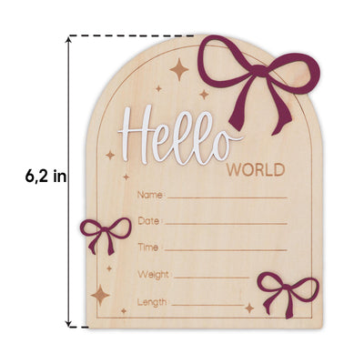Hello World Wooden Baby Announcement Sign, Baby Keepsake Sign