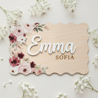 Personalized Floral Wooden Baby Name Sign Nursery Wall Decor