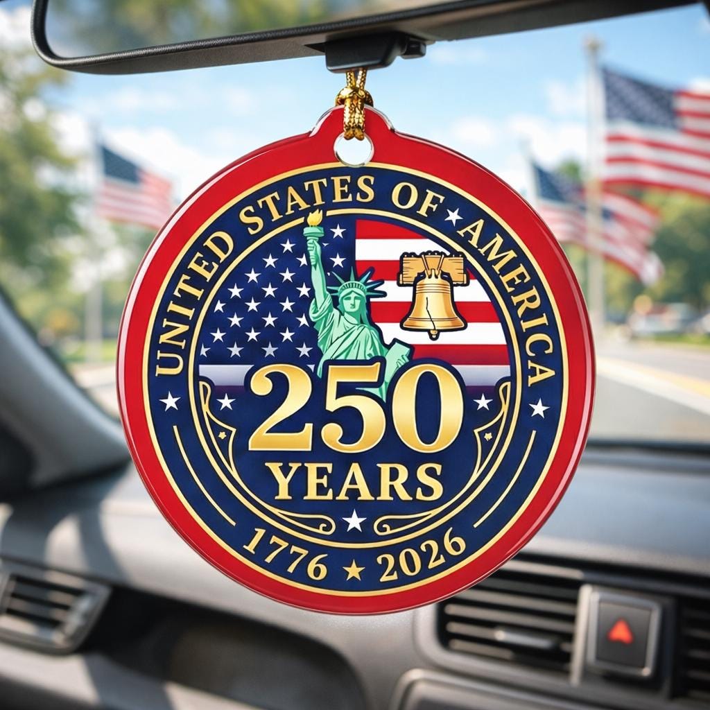 United States 250 Years Ornament, Semiquincentennial Official Style Gift, 1776-2026 Liberty Bell Decor, America 250th Keepsake