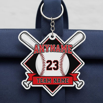 Personalized Baseball Keychain Custom Player Name Number Team Name, Baseball Team Gift, Little League Player Keychain
