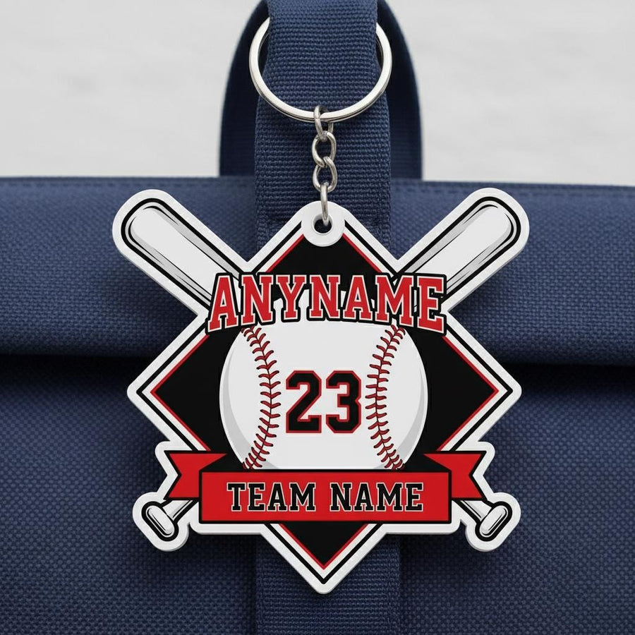 Personalized Baseball Keychain Custom Player Name Number Team Name, Baseball Team Gift, Little League Player Keychain
