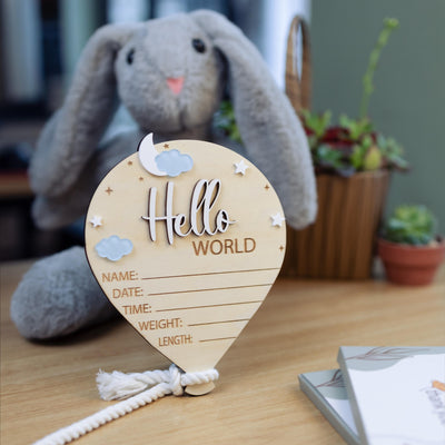 Air Balloon Baby Name Sign, Baby Photo Props, Hospital Birth Announcement Sign, Baby Stats Sign, Moon and Name Sign, Baby Boy Birth Signs