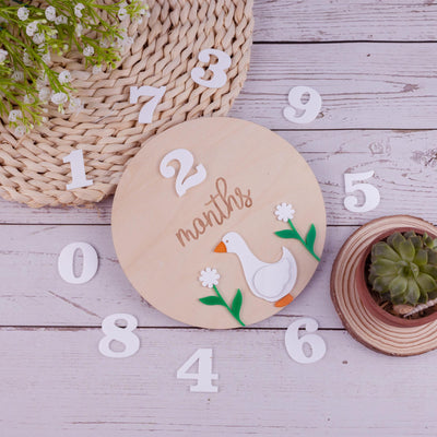 Wooden Baby Milestone Card, Interchangeable Milestone Card, Duck Baby Decor, Baby Monthly Milestone Marker, Baby Shower Gift, Nursery Decor