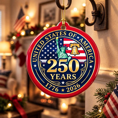 United States 250 Years Ornament, Semiquincentennial Official Style Gift, 1776-2026 Liberty Bell Decor, America 250th Keepsake
