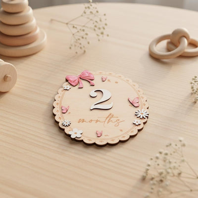 Baby Monthly Milestone Sign Double Sided Month Months Disc 1-12 Months Baby Photo Prop First Year Milestone Newborn Prop
