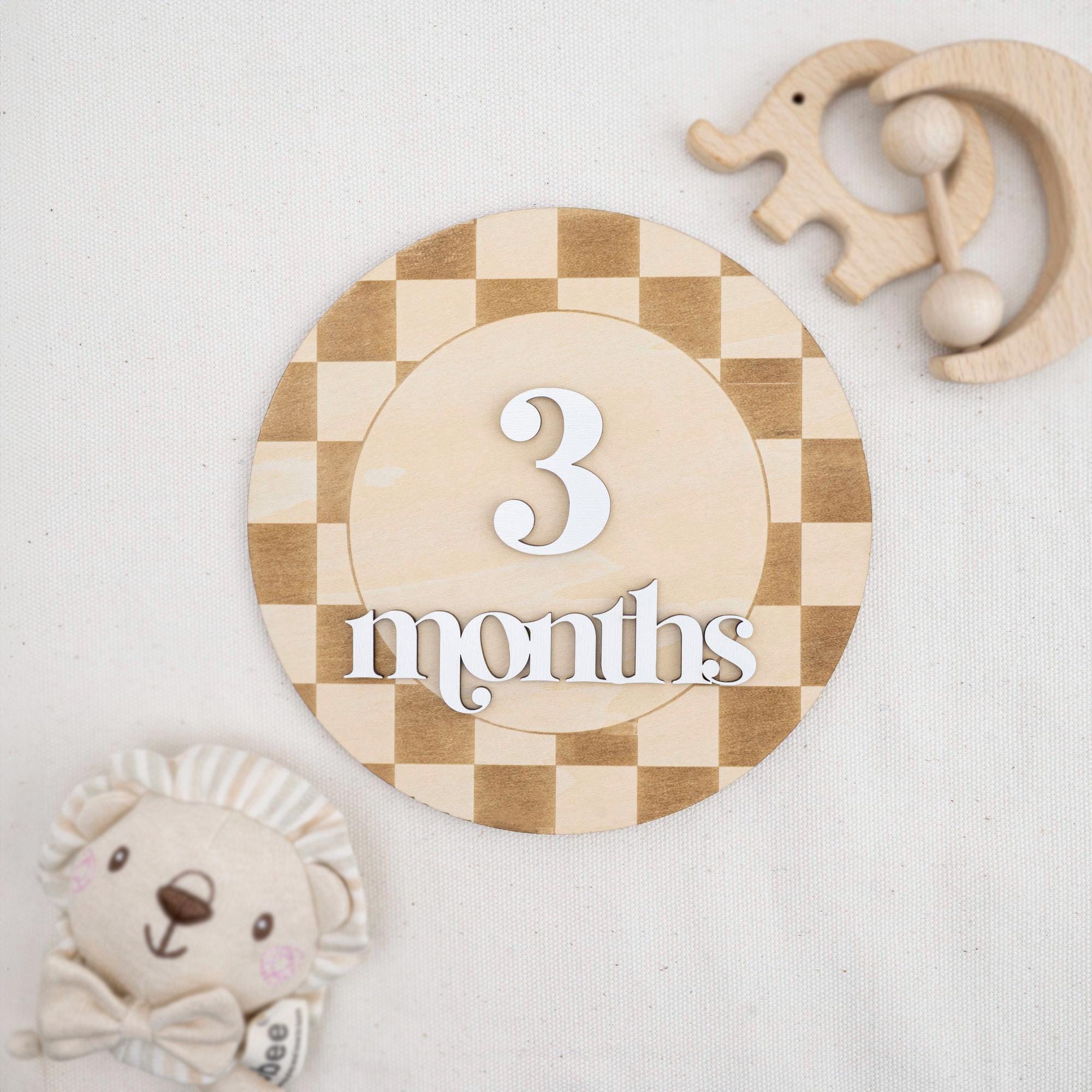 Checkered Baby Milestone Card, Milestone Sign Checkered, Retro Baby Photo Prop, Minimalist Nursery Decor, Nursery Milestone Discs, Baby Gift