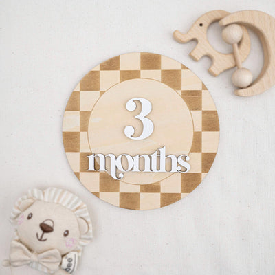 Checkered Baby Milestone Card, Milestone Sign Checkered, Retro Baby Photo Prop, Minimalist Nursery Decor, Nursery Milestone Discs, Baby Gift