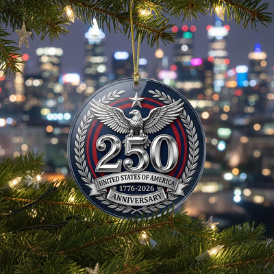 United States 250th Anniversary Ornament, 2026 Semiquincentennial Silver Medal, 1776-2026 Patriotic Eagle Gift, USA Keepsake Decor