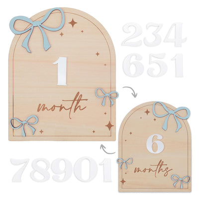 Wooden Baby Milestone Signs 1–12 Months | Monthly Photo Props