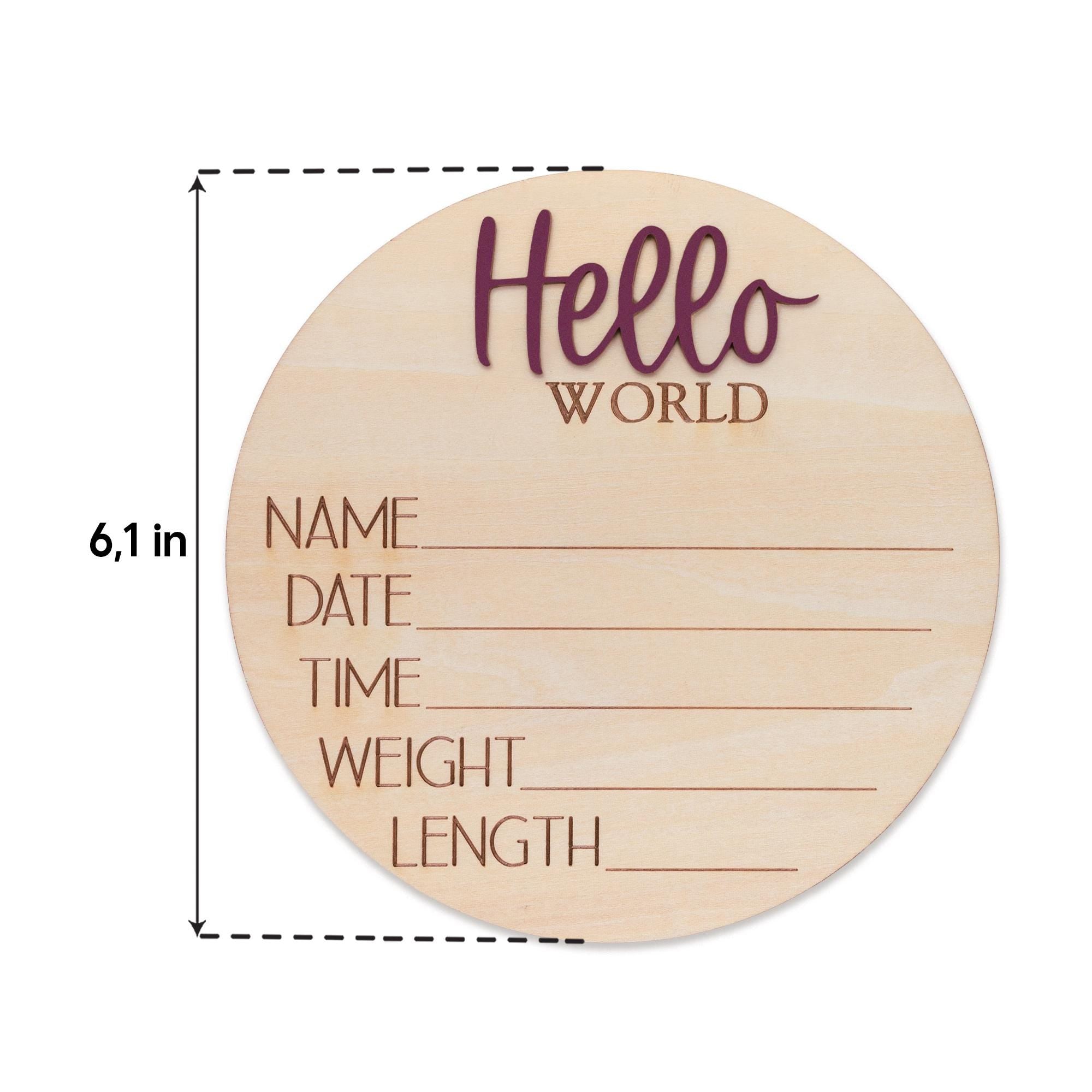 Baby Birth Stats Sign Hello World Personalized Wooden Newborn Decor