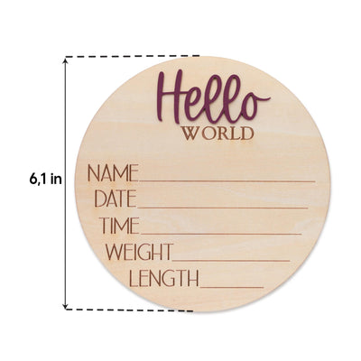 Baby Birth Stats Sign Hello World Personalized Wooden Newborn Decor