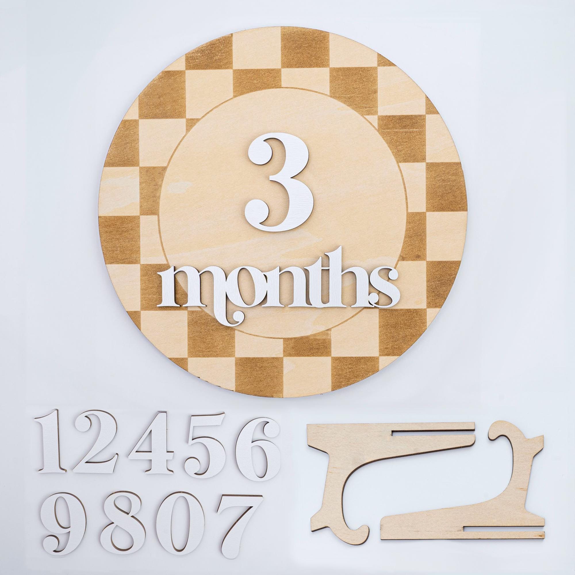 Checkered Baby Milestone Card, Milestone Sign Checkered, Retro Baby Photo Prop, Minimalist Nursery Decor, Nursery Milestone Discs, Baby Gift