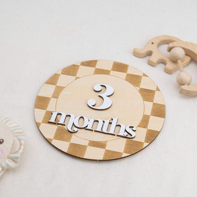 Checkered Baby Milestone Card, Milestone Sign Checkered, Retro Baby Photo Prop, Minimalist Nursery Decor, Nursery Milestone Discs, Baby Gift
