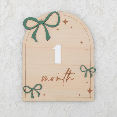 Wooden Baby Monthly Milestone Signs, 1–12 Month Photo Prop Set
