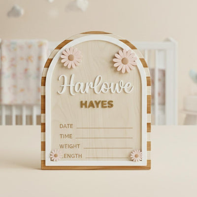 Personalized Baby Name Sign Wooden Nursery Decor, Custom Baby Birth Stats Sign, Baby Announcement Sign, Newborn Name Plaque