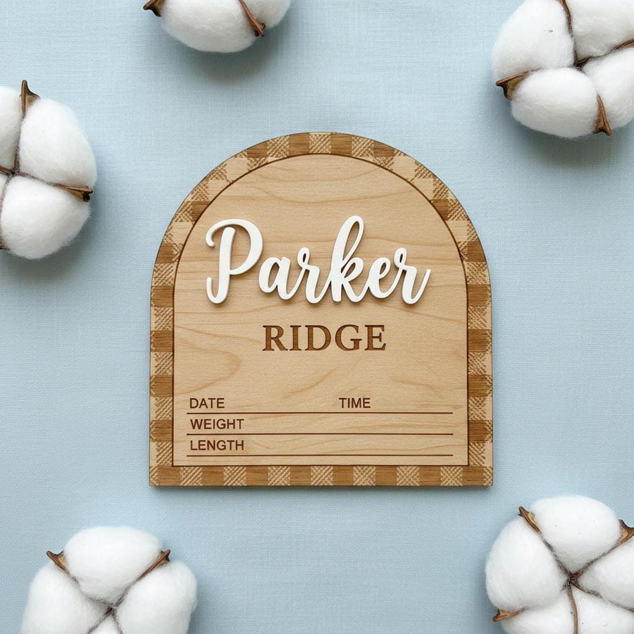 Personalized Baby Birth Stats Sign, Wooden Baby Name Announcement Sign, Custom Newborn Birth Details Plaque Nursery Decor