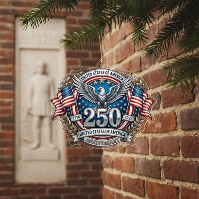 USA 250th Anniversary Ornament, Semiquincentennial Eagle Emblem Gift, 1776-2026 Patriotic Acrylic Decor, America 250 Years Keepsake
