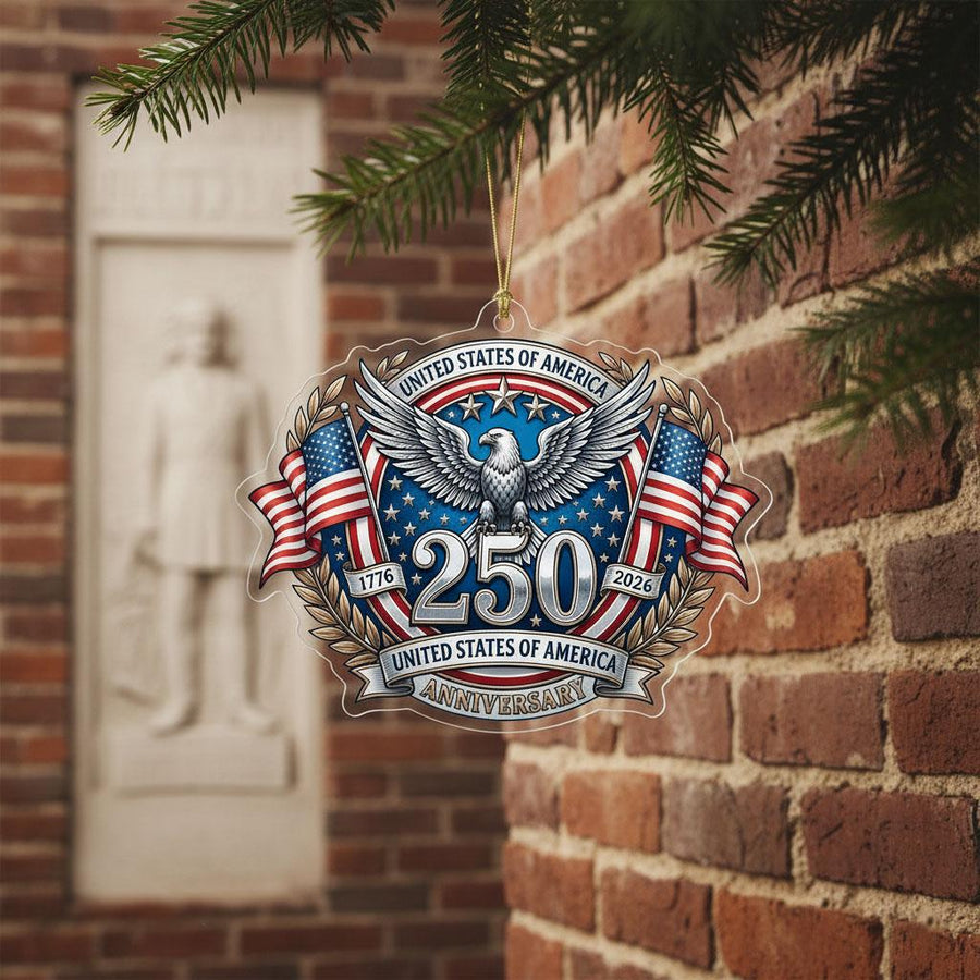 USA 250th Anniversary Ornament, Semiquincentennial Eagle Emblem Gift, 1776-2026 Patriotic Acrylic Decor, America 250 Years Keepsake