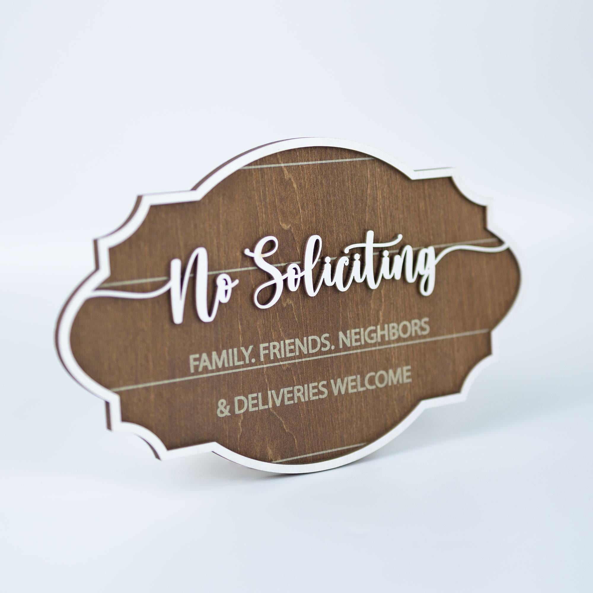 No Soliciting Sign, No Soliciting Family Friends Neighbors Welcome, No Knocking Sign, Please Do Not Disturb Door Sign, Baby Sleeping Sign