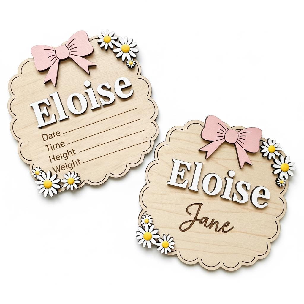 Personalized Baby Name Wood Sign Set, Hello World Announcement