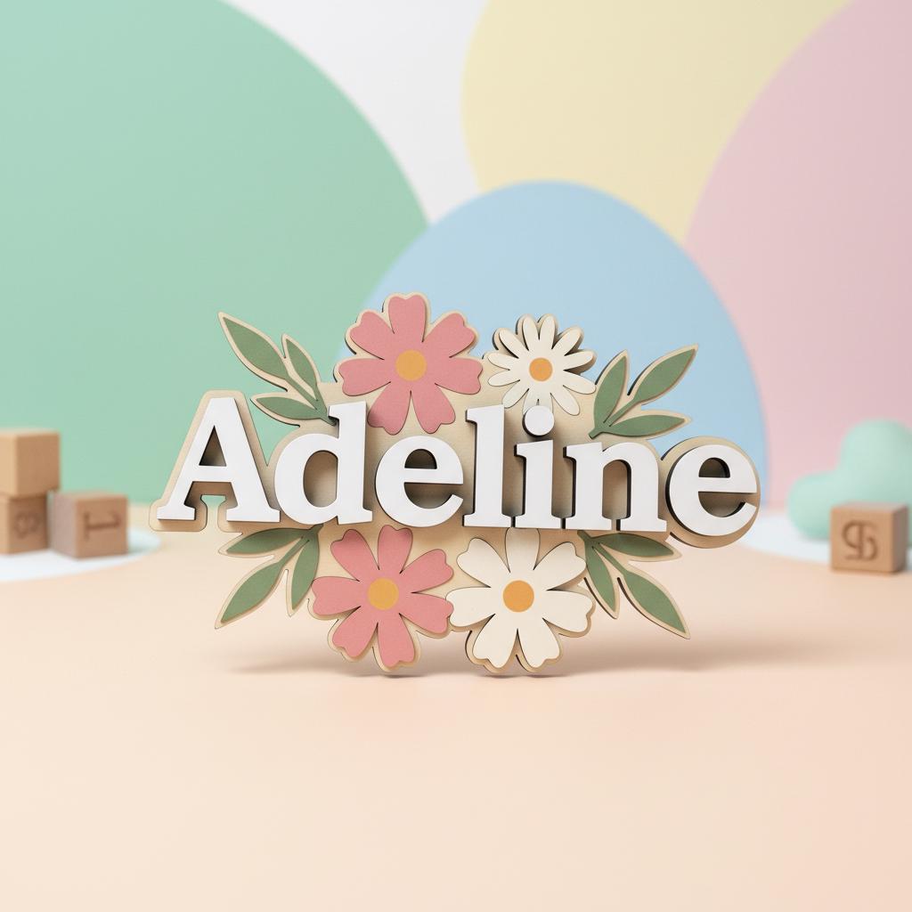Personalized Baby Name Sign, Wooden Floral Nursery Name Plaque, Custom Baby Girl Room Decor, Flower Nursery Wall Decor