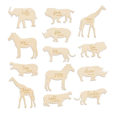 Monthly Milestone Marker Animal Theme, Safari Animal Baby Milestone Set, Safari Animals For Baby Photos, Baby Milestone Cards, Hello World