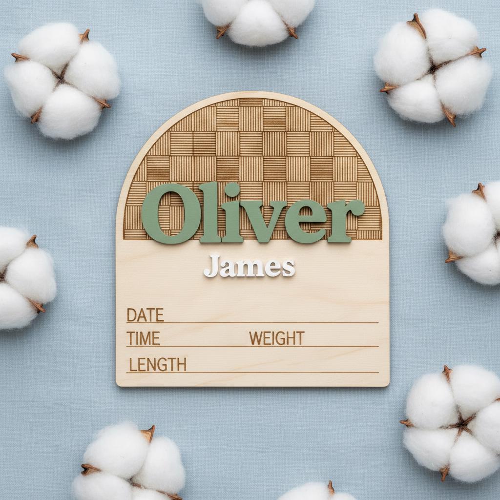 Personalized Baby Birth Announcement Sign Wooden Name Milestone Board