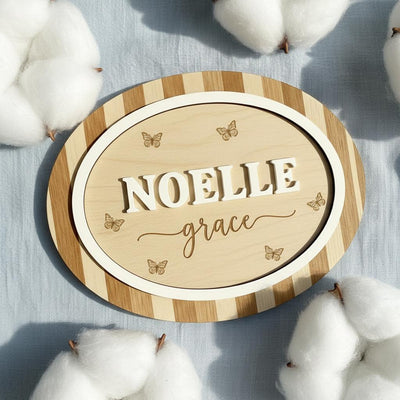 Personalized Wooden Baby Name Sign with Butterflies