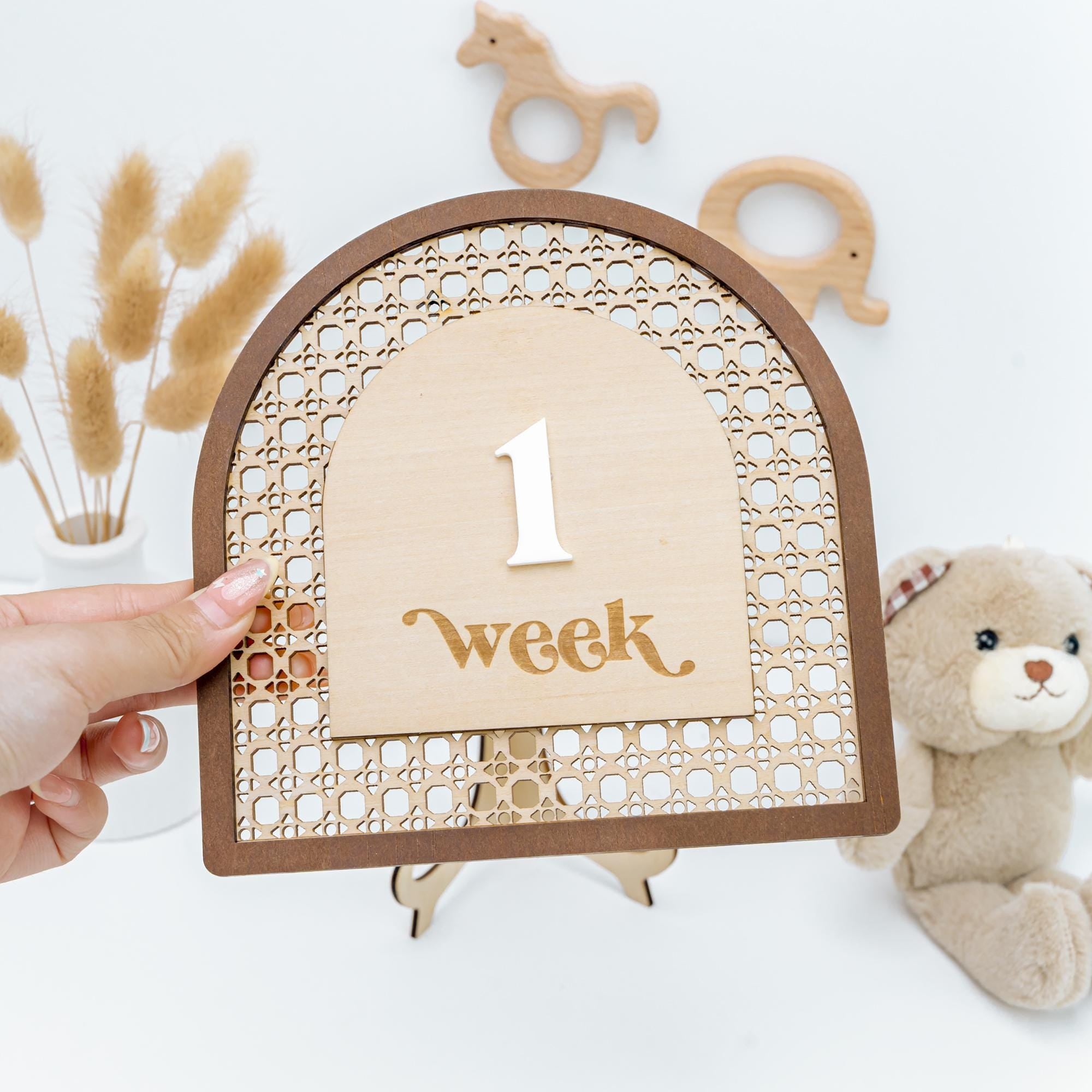 Rattan Milestone, Interchangeable Monthly Milestone, Arch Milestone Card, Boho Baby Milestone, Newborn Photo Prop, Baby Keepsake Gift
