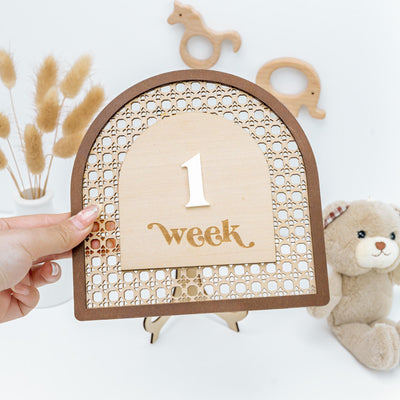 Rattan Milestone, Interchangeable Monthly Milestone, Arch Milestone Card, Boho Baby Milestone, Newborn Photo Prop, Baby Keepsake Gift
