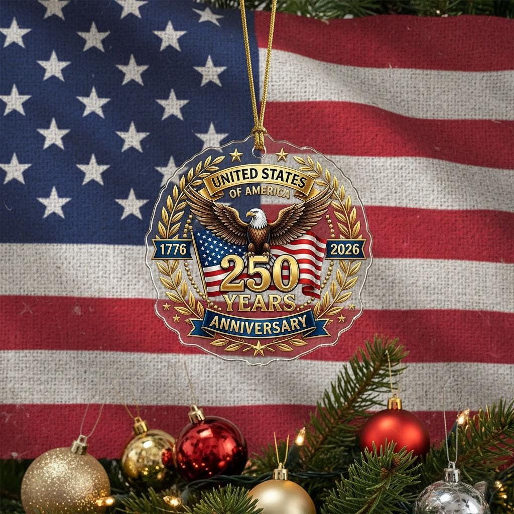 US Semiquincentennial Ornament 2026, 250th Anniversary United States Gift, Patriotic Eagle Acrylic Keepsake, 1776-2026 America Decor