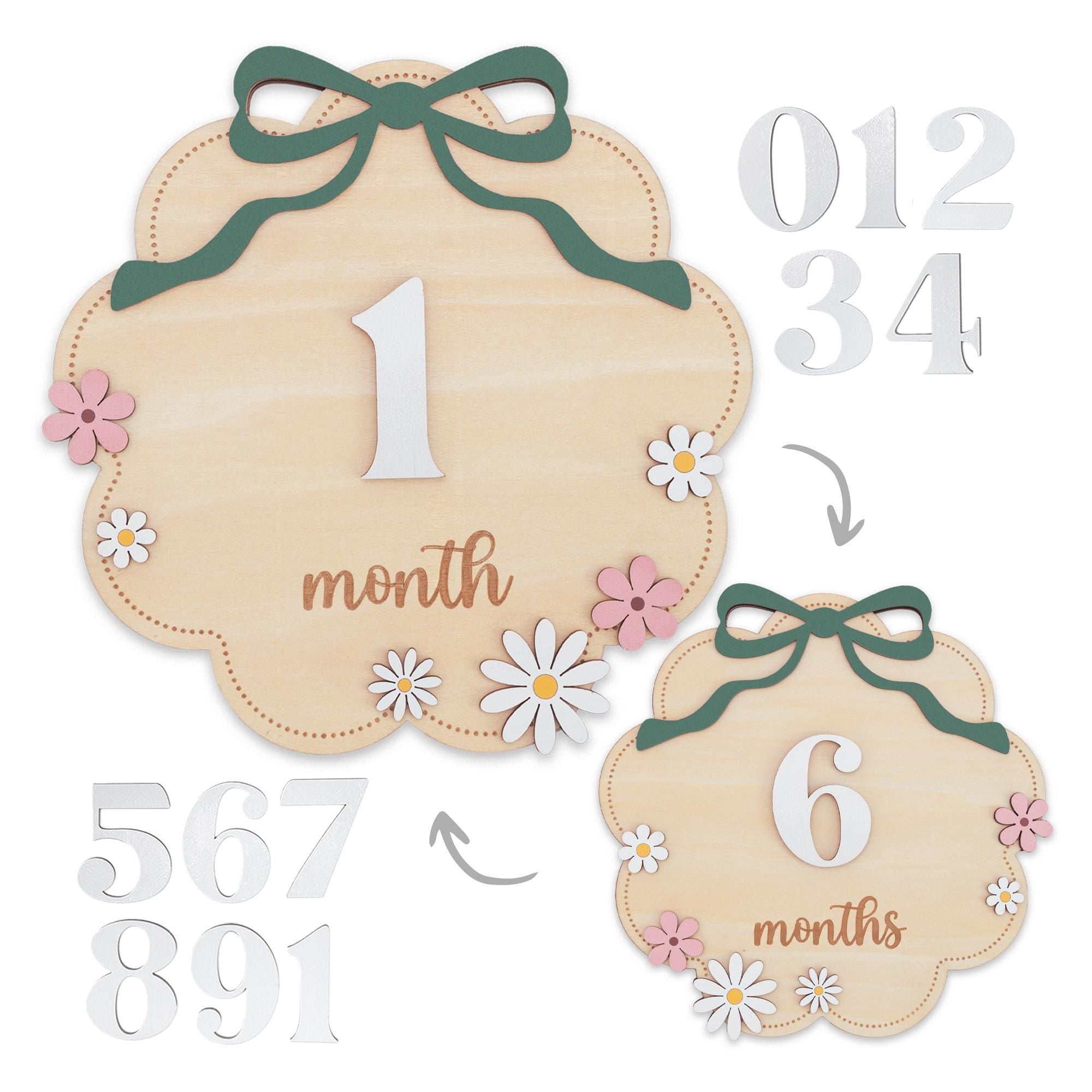 Wooden Baby Milestone Photo Props with Numbers 1–12 Months