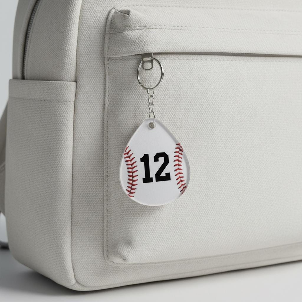 Personalized Baseball Number Keychain, Custom Jersey Number Baseball Keychain, Acrylic Baseball Bag Tag, Baseball Player Gift