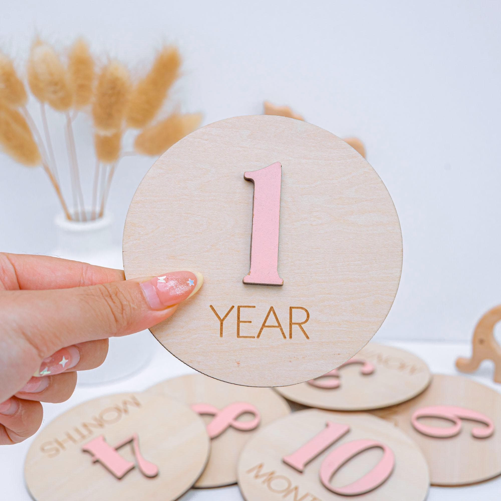 Monthly Milestone Baby Girl, 3D Milestone Discs Baby, Baby Milestone Wooden Discs With Color, Baby Shower Gift, Newborn Photo Prop,Baby Sign