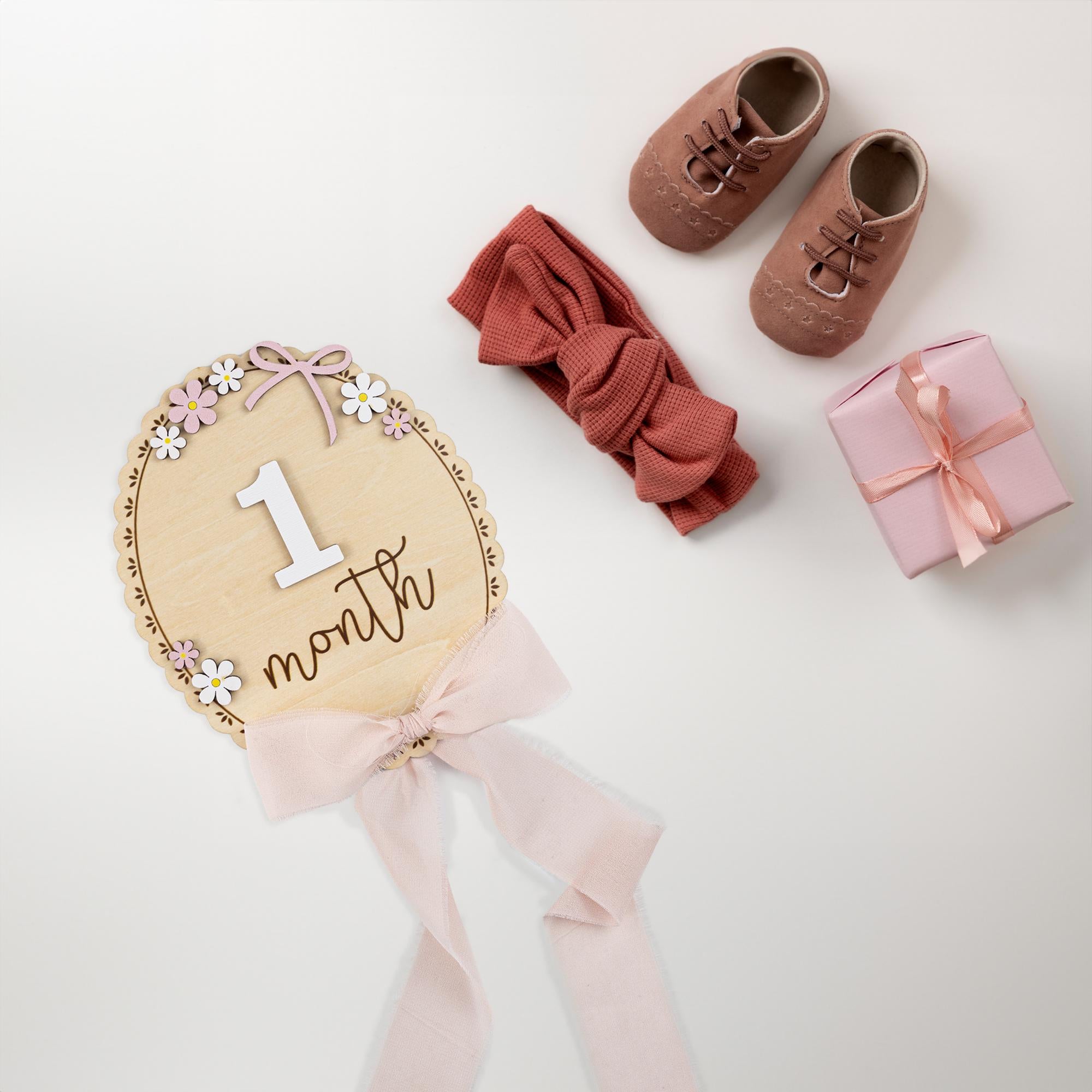 Daisy Monthly Milestone, Baby Milestone, Baby Girl Photo Prop, Boho Baby Milestone,Wooden Daisy Flower Milestone Disc,Monthly Baby Milestone
