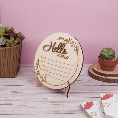 Hello World Name Sign, Personalised Wooden Name Sign For Nursery, 3D Baby Birth Announcement Sign, Name Reveal Idea, Baby Arrival Sign