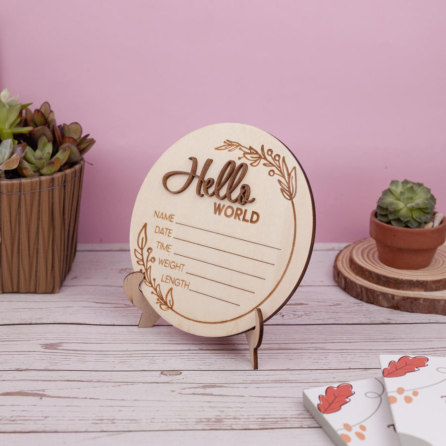 Hello World Name Sign, Personalised Wooden Name Sign For Nursery, 3D Baby Birth Announcement Sign, Name Reveal Idea, Baby Arrival Sign