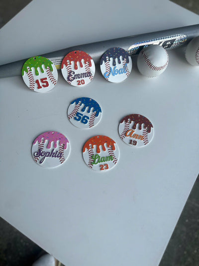 Personalized Baseball Keychain Custom Player Name and Number, Acrylic Baseball Bag Tag, Little League Player Gift, Baseball Team Gift