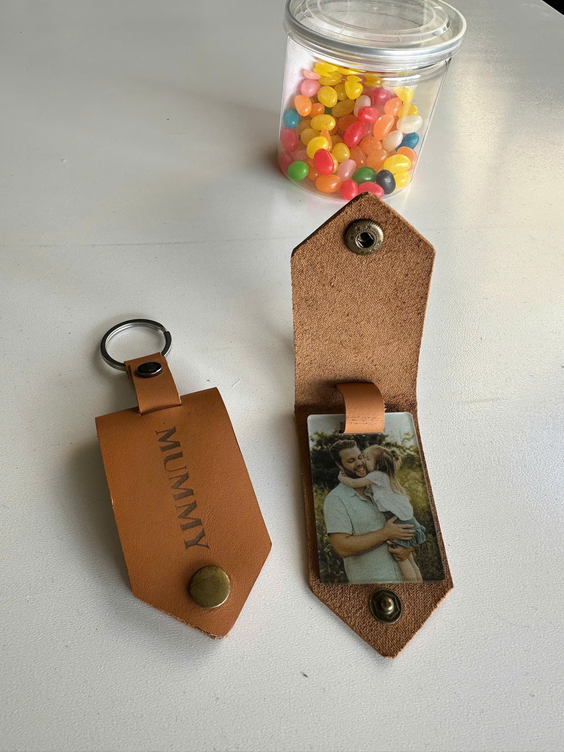 Personalized Hidden Photo Keyring, Leather Picture Gift