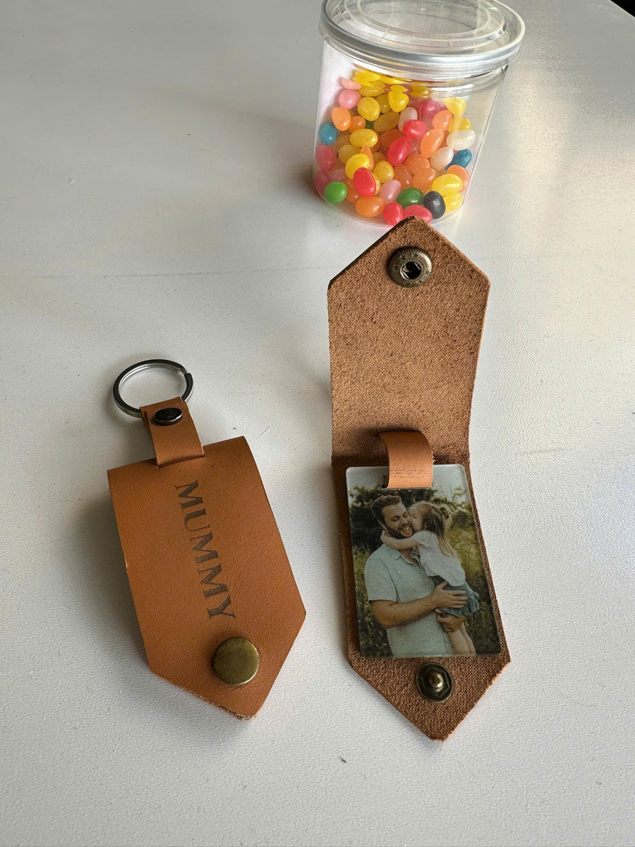 Personalized Hidden Photo Keyring, Leather Picture Gift