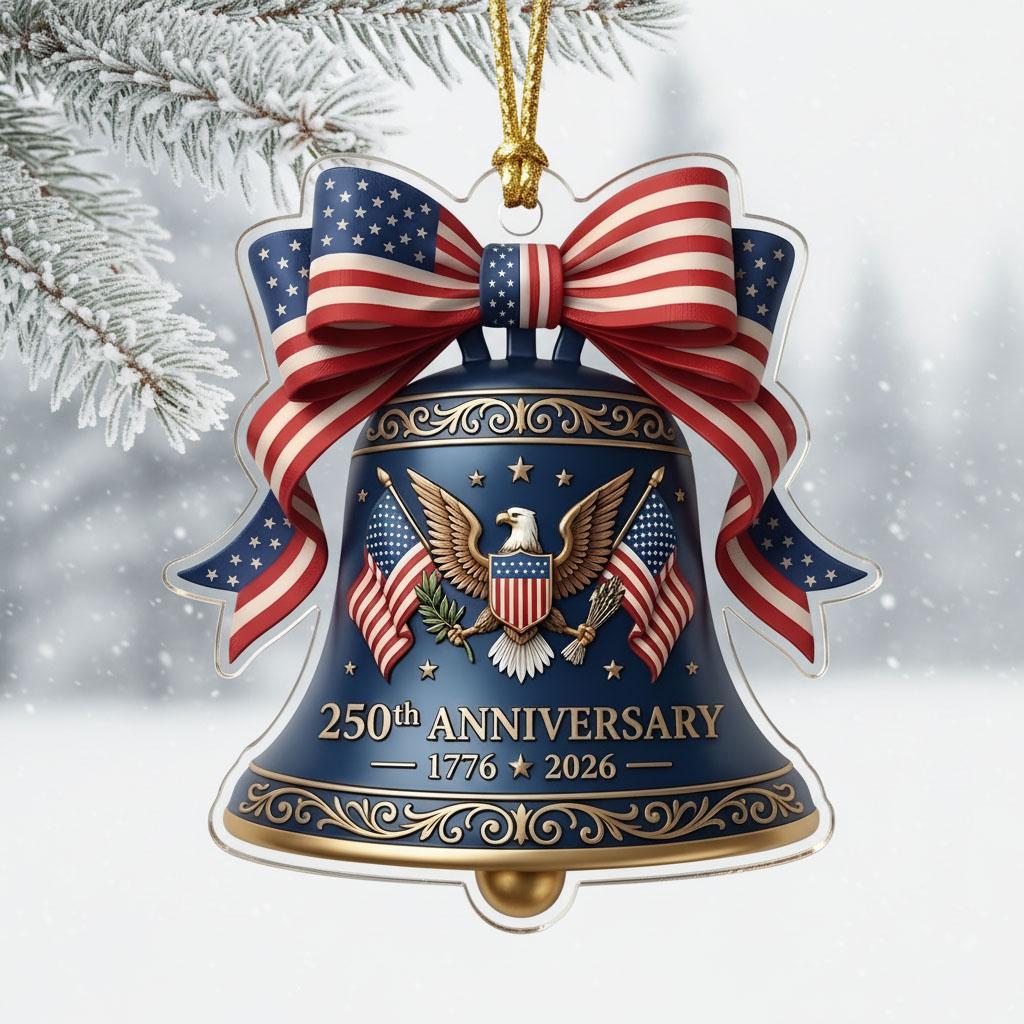 Semiquincentennial Gift 2026 USA 250th Anniversary Ornament Liberty Bell Hanging Pendant Patriotic Eagle Proud American Decor