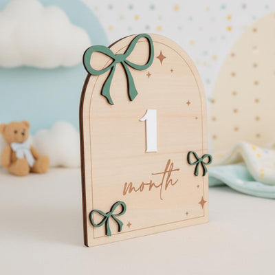 Wooden Baby Monthly Milestone Signs, 1–12 Month Photo Prop Set