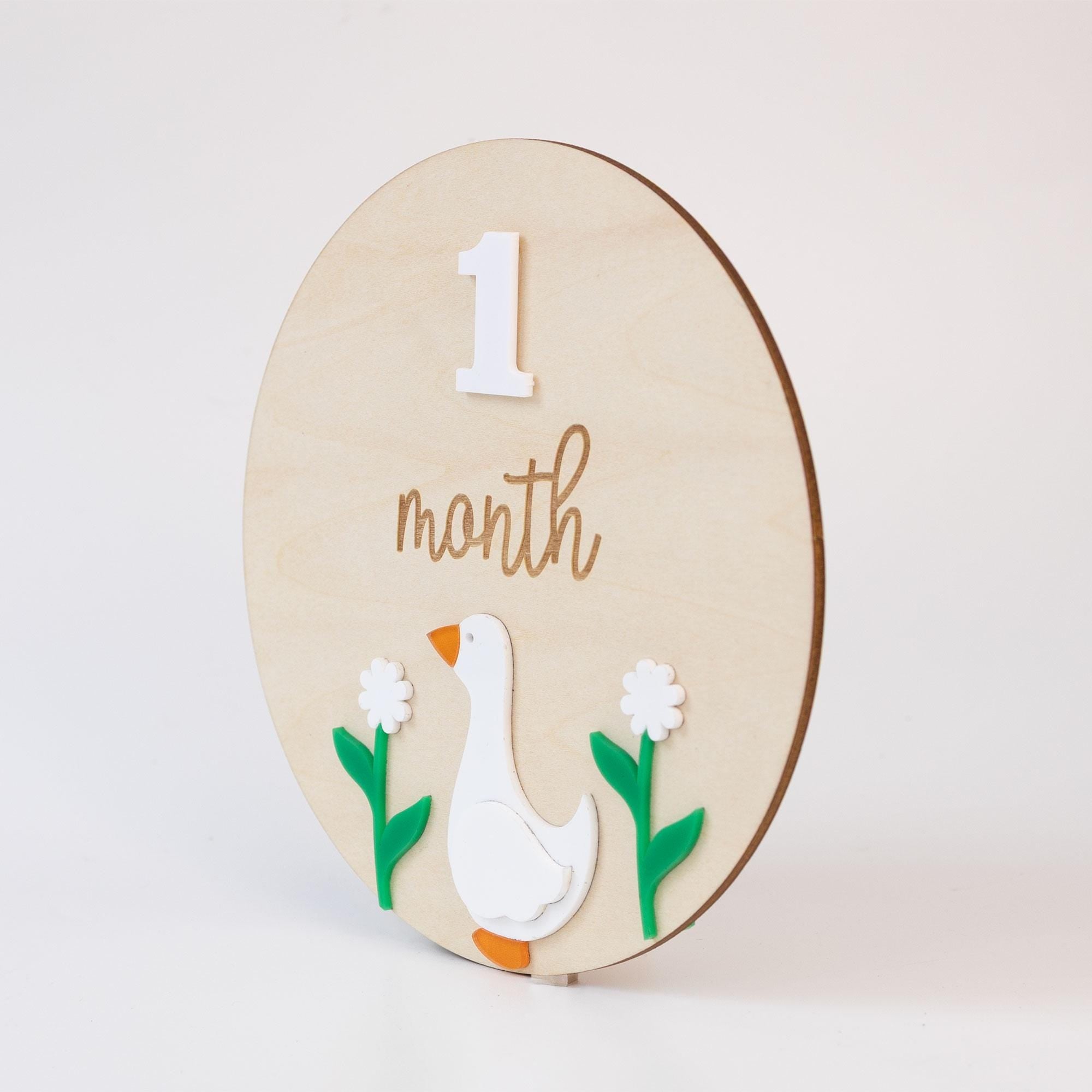 Wooden Baby Milestone Card, Interchangeable Milestone Card, Duck Baby Decor, Baby Monthly Milestone Marker, Baby Shower Gift, Nursery Decor