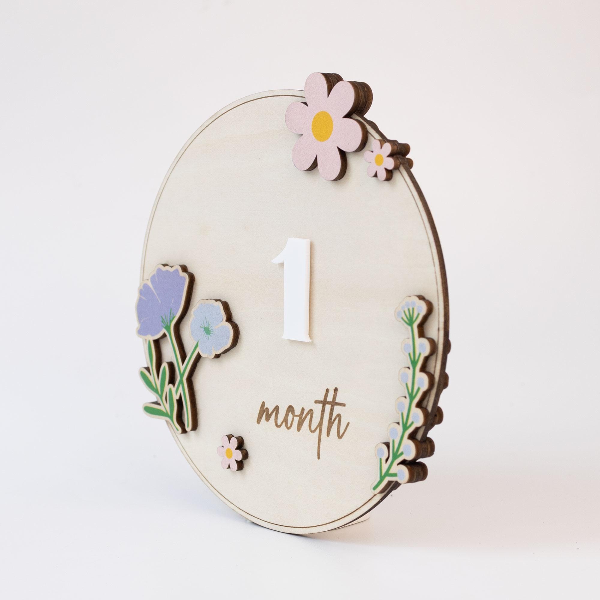 Personalized Wooden Monthly Milestone Sign, Custom Baby Milestone Marker with Interchangeable Numbers, Baby Growth Sign, Baby Shower Gift